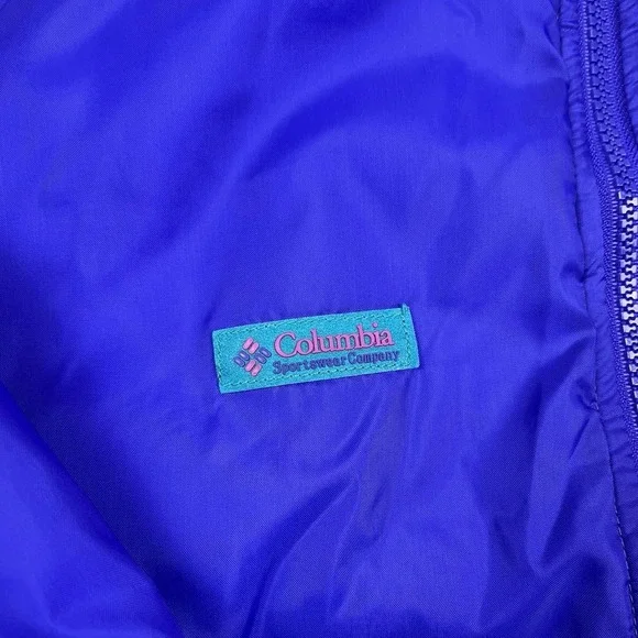 Vintage Columbia‎ Jacket Coat Thinsulate Pink Blue Reversible Women's Large - Picture 8 of 11